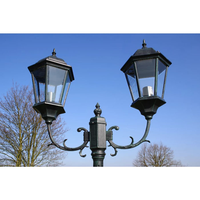 Stâlp lampă grădină 2 brațe verde închis/negru 230 cm aluminiu - WALTI WALTI