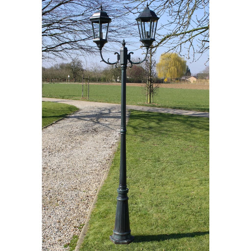 Stâlp lampă grădină 2 brațe verde închis/negru 230 cm aluminiu - WALTI WALTI