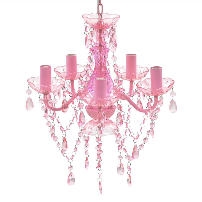 Lustră roz de cristal artificial cu 5 becuri - WALTI WALTI