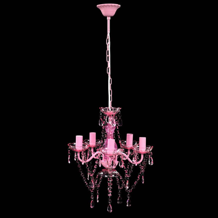 Lustră roz de cristal artificial cu 5 becuri - WALTI WALTI