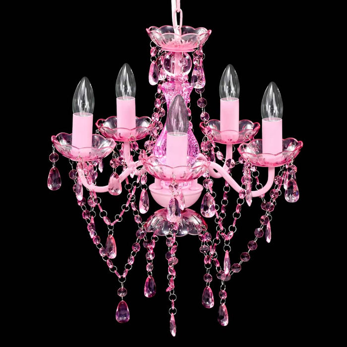Lustră roz de cristal artificial cu 5 becuri - WALTI WALTI
