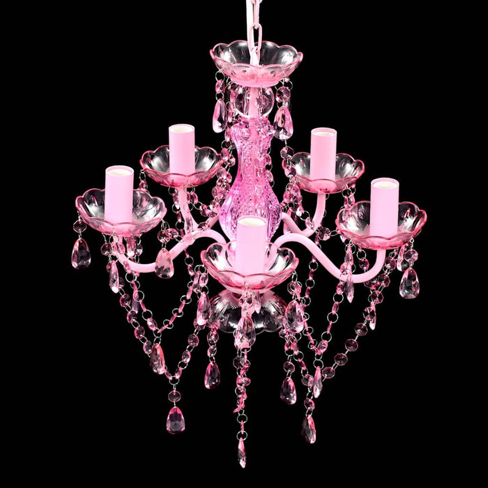 Lustră roz de cristal artificial cu 5 becuri - WALTI WALTI