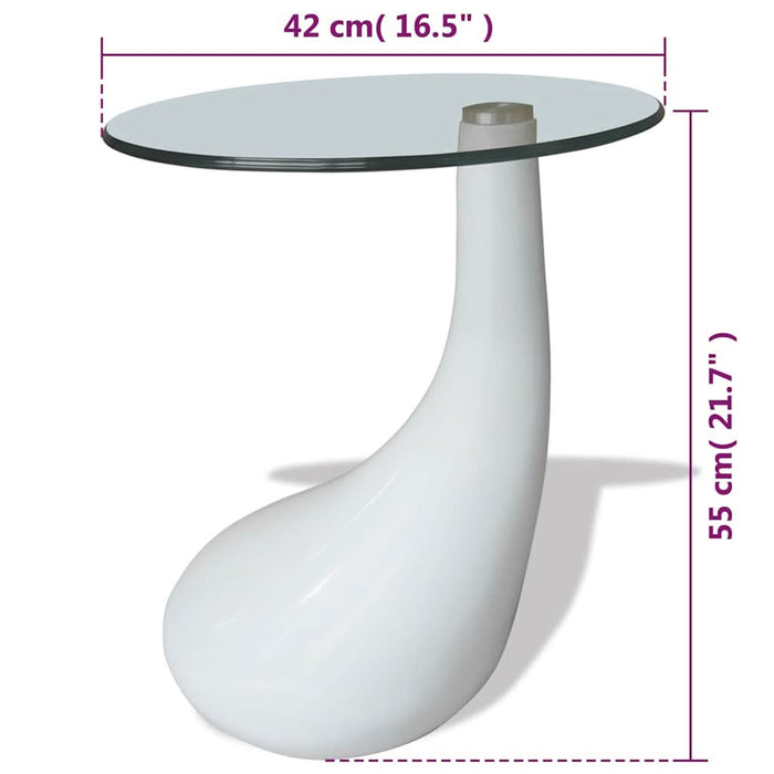 Măsuță de cafea cu blat rotund din sticlă, alb lucios - WALTI WALTI