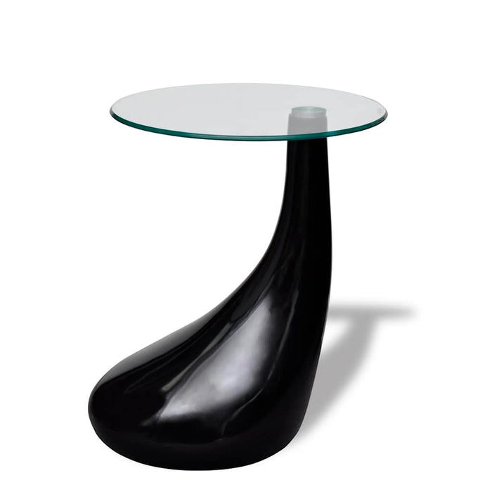 Măsuță de cafea cu blat rotund din sticlă, negru lucios - WALTI WALTI