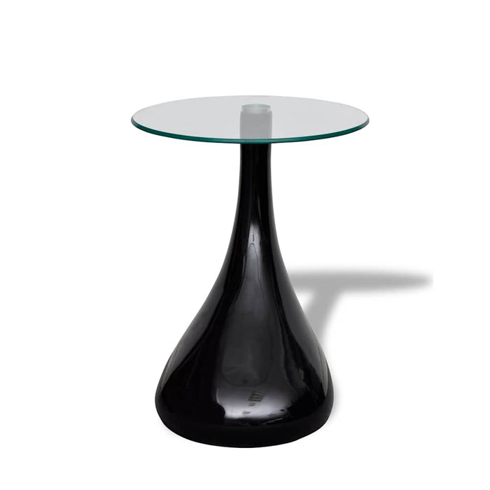 Măsuță de cafea cu blat rotund din sticlă, 2 buc, negru lucios - WALTI WALTI