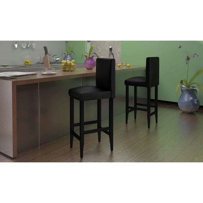 Scaune de bar, 4 buc., negru, piele ecologică - WALTI WALTI