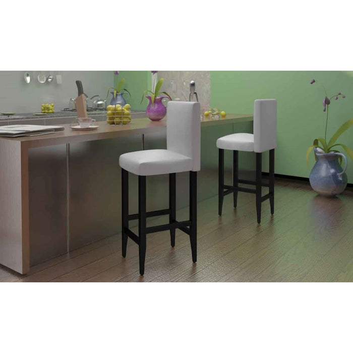 Scaune de bar, 4 buc., alb, piele ecologică - WALTI WALTI