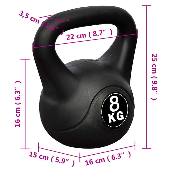 Greutate tip bilă cu mâner Kettlebell, 8 kg - WALTI WALTI