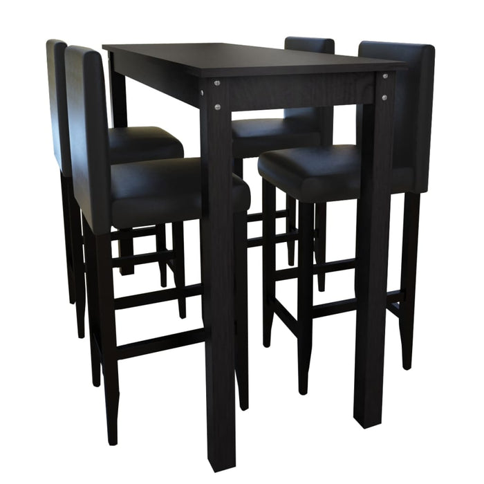 Masă de bar cu 4 scaune de bar, negru - WALTI WALTI