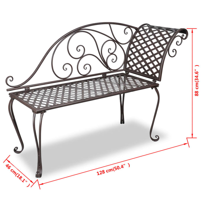 Bancă șezlong de grădină, maro învechit, 128 cm, oțel - WALTI WALTI