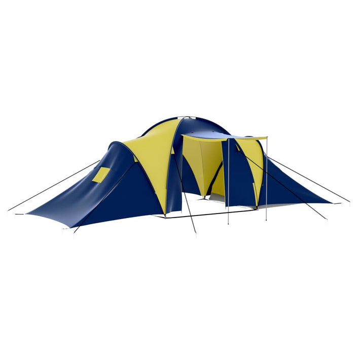 Cort camping material textil, 9 persoane, albastru și galben - WALTI WALTI