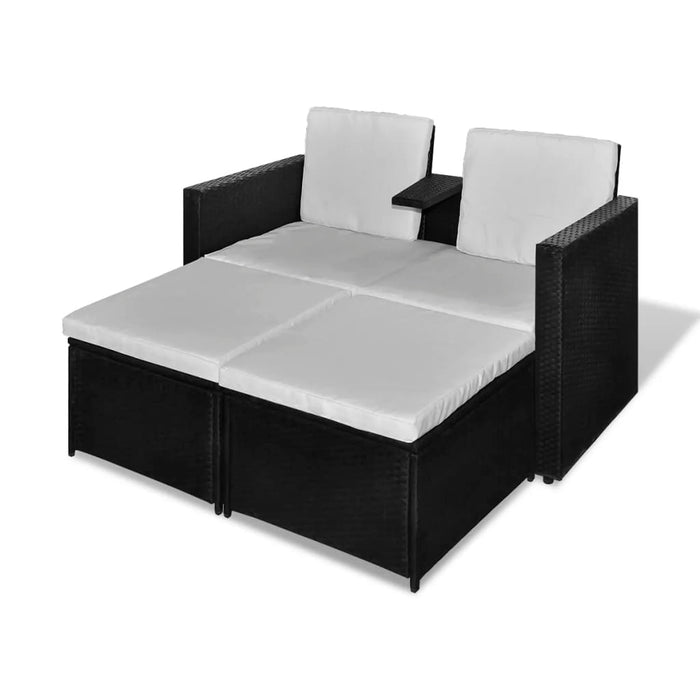 Set mobilier de grădină cu perne, 4 piese, negru, poliratan - WALTI WALTI