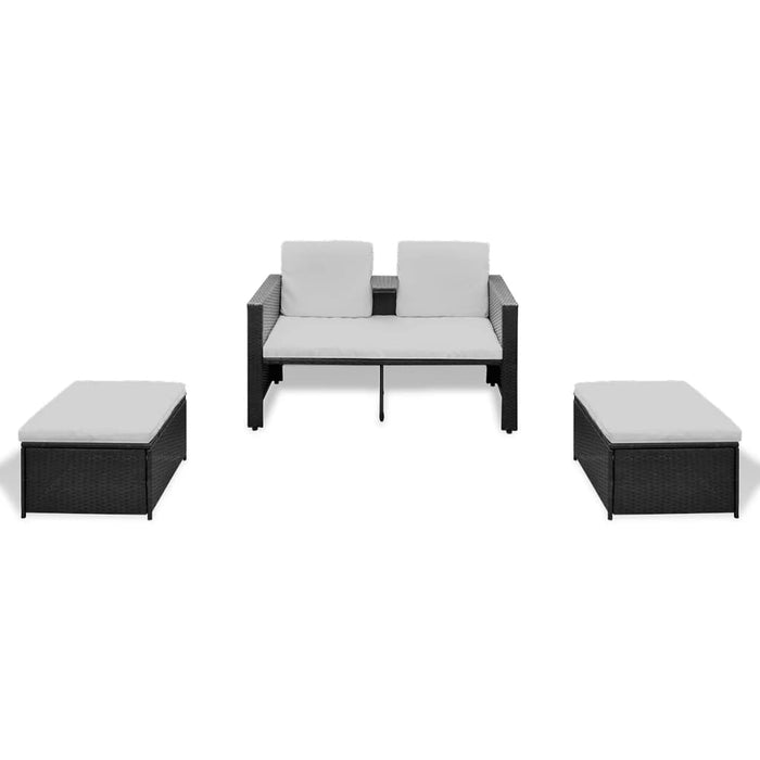 Set mobilier de grădină cu perne, 4 piese, negru, poliratan - WALTI WALTI