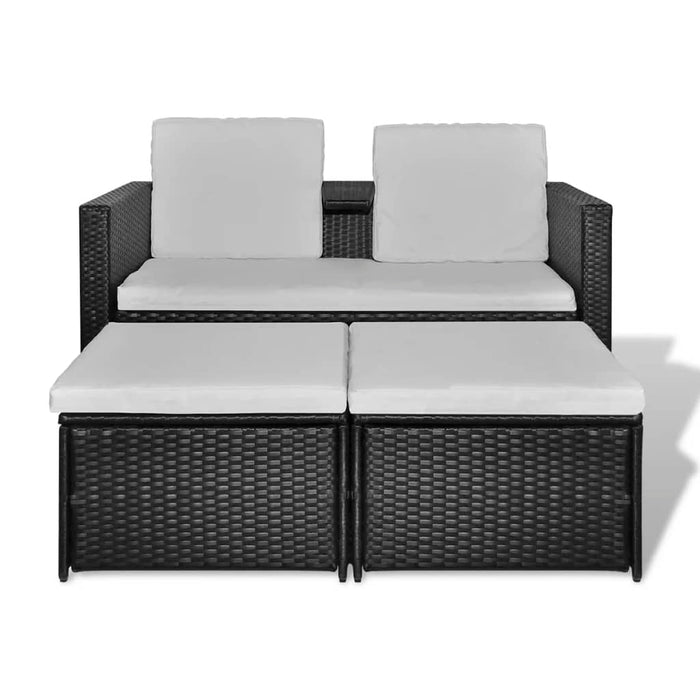 Set mobilier de grădină cu perne, 4 piese, negru, poliratan - WALTI WALTI