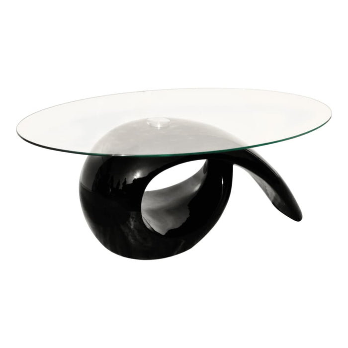 Măsuță de cafea cu blat oval din sticlă, negru lucios - WALTI WALTI