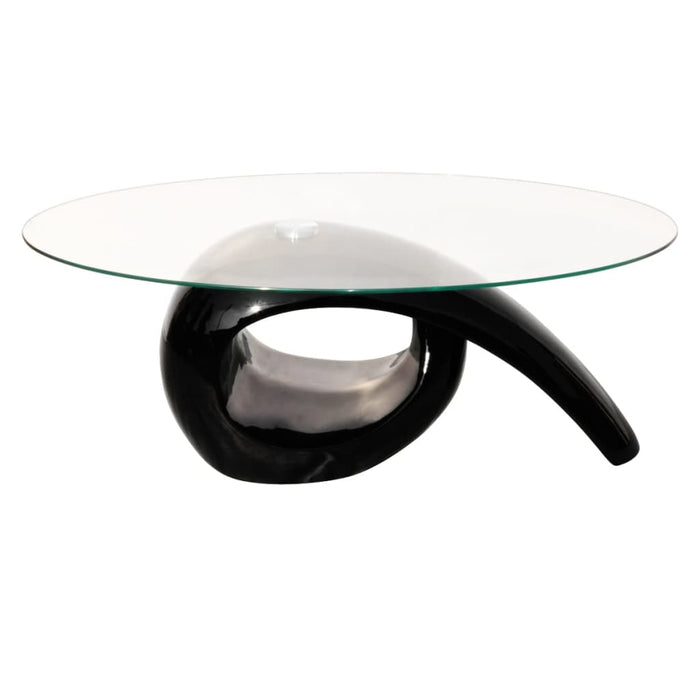 Măsuță de cafea cu blat oval din sticlă, negru lucios - WALTI WALTI