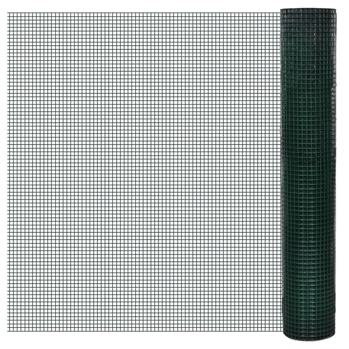 Plasă de sârmă găini, verde, 10 x 1 m, oțel galvanizat cu PVC - WALTI WALTI