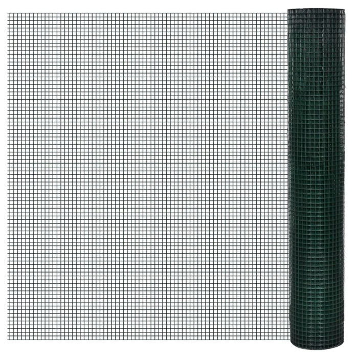 Plasă de sârmă găini, verde, 10 x 1 m, oțel galvanizat cu PVC - WALTI WALTI