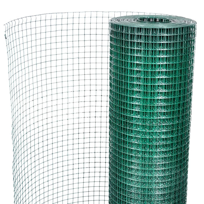 Plasă de sârmă găini, verde, 10 x 1 m, oțel galvanizat cu PVC - WALTI WALTI