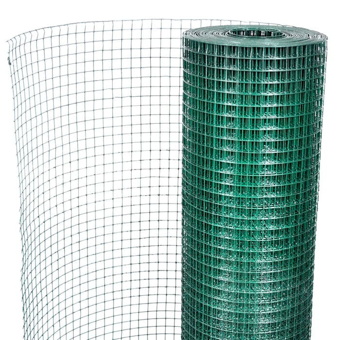 Plasă de sârmă găini, verde, 10 x 1 m, oțel galvanizat cu PVC - WALTI WALTI
