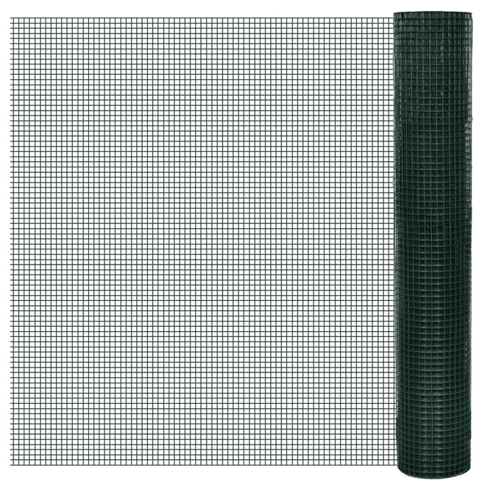 Plasă de sârmă găini, verde, 25 x 1 m, oțel galvanizat cu PVC - WALTI WALTI