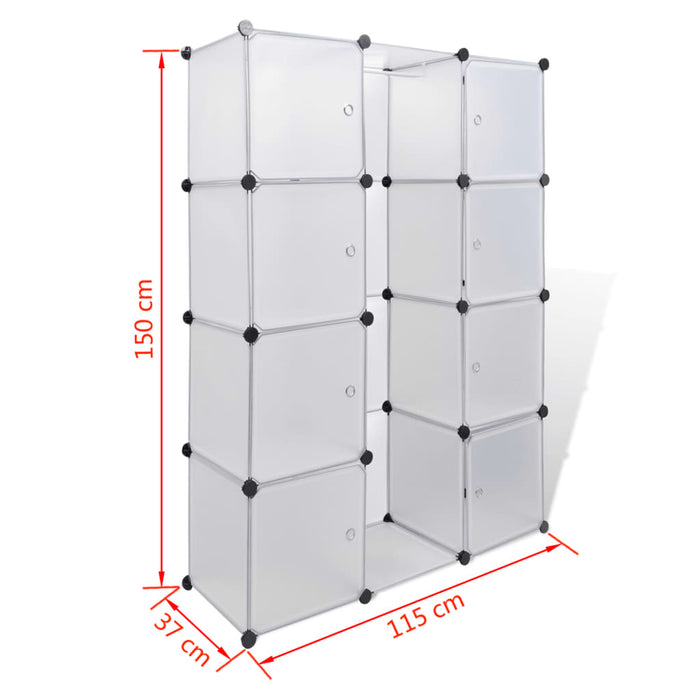 Dulap modular cu 9 compartimente, 37 x 115 x 150 cm, alb - WALTI WALTI