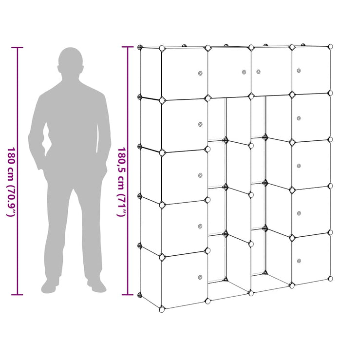 Dulap modular cu 14 compartimente alb 37 x 146 x 180,5 cm - WALTI WALTI