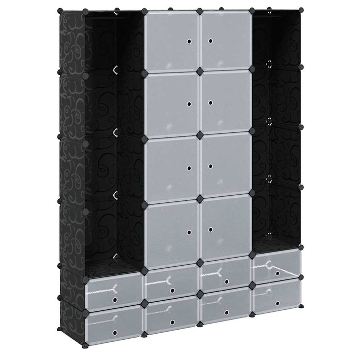 Dulap modular cu 18 compartimente alb și negru 37x146x180,5 cm - WALTI WALTI