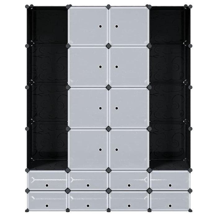 Dulap modular cu 18 compartimente alb și negru 37x146x180,5 cm - WALTI WALTI