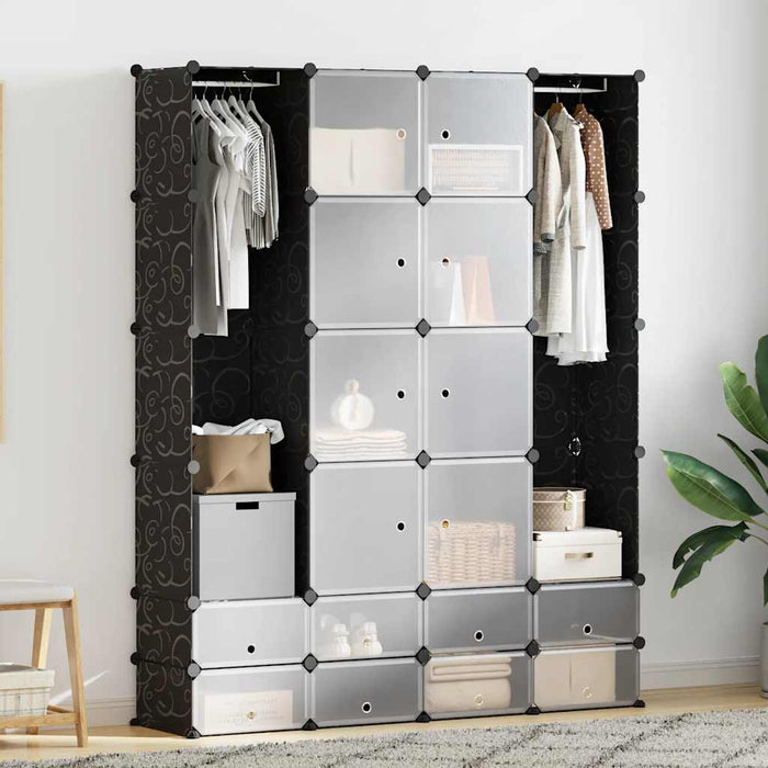 Dulap modular cu 18 compartimente alb și negru 37x146x180,5 cm - WALTI WALTI