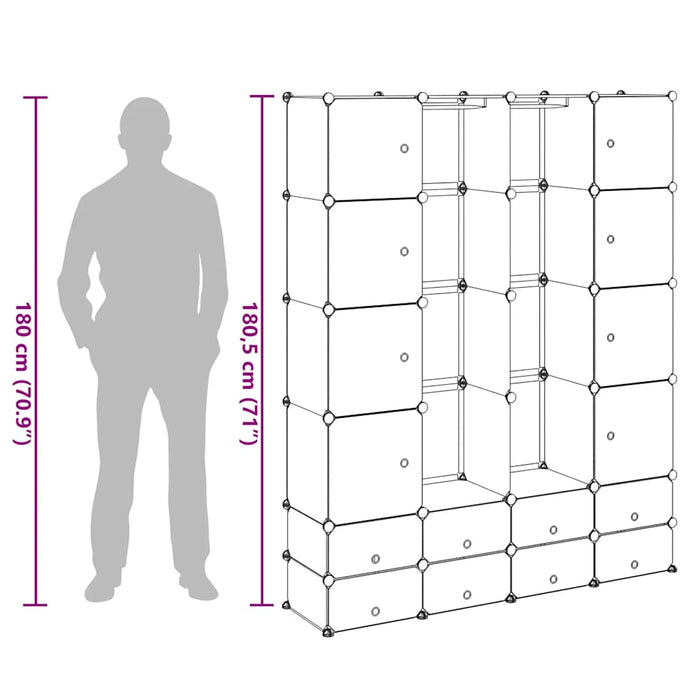Dulap modular cu 18 compartimente alb 37 x 146 x 180,5 cm - WALTI WALTI