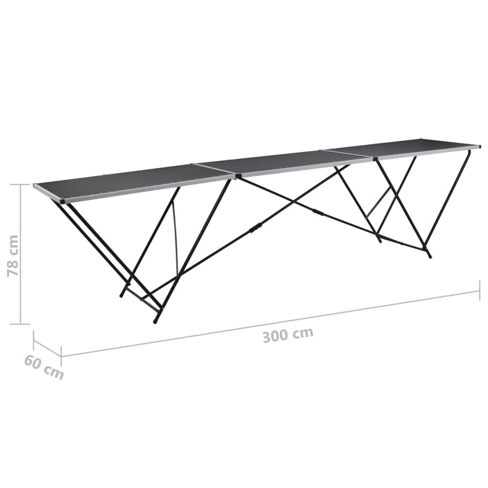 Masă de lipire pliabilă, 300 x 60 x 78 cm, MDF și aluminiu - WALTI WALTI