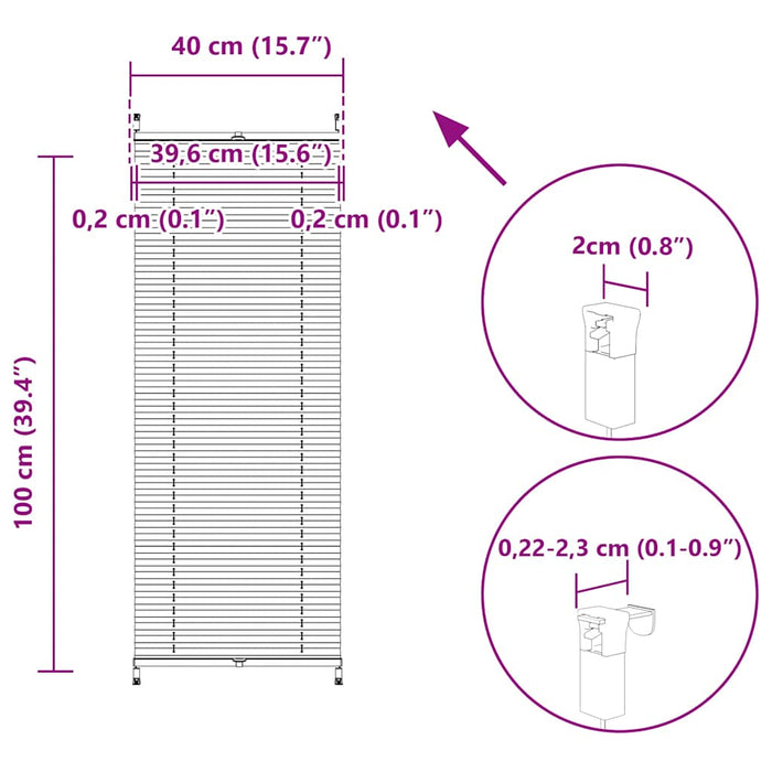 Jaluzea plisse, alb, 40x100 cm, pliuri - WALTI WALTI