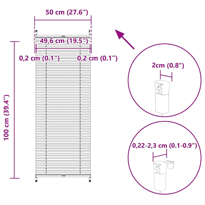 Jaluzea plisse, alb, 50x100 cm, pliuri WALTI