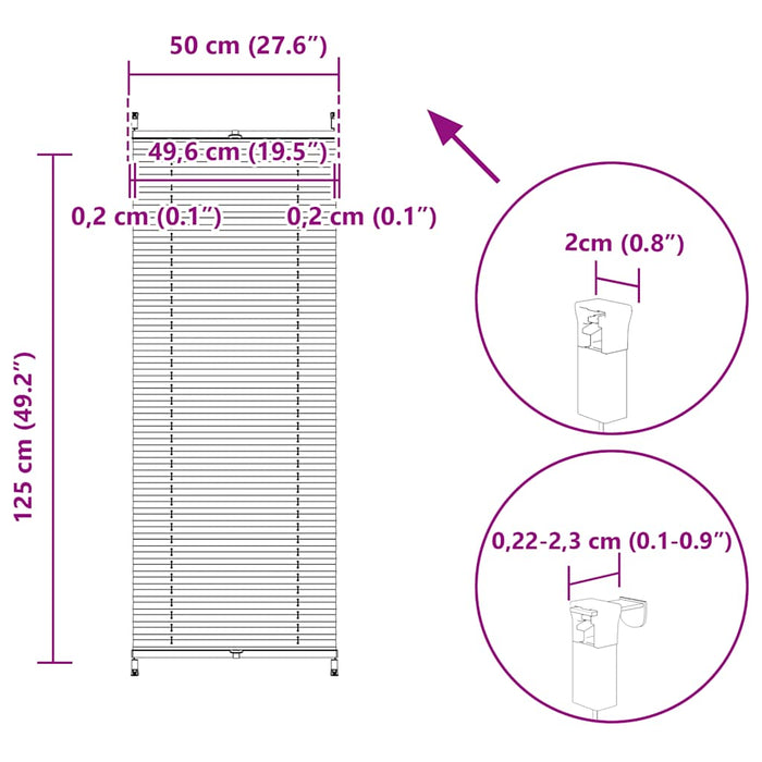 Jaluzea plisse, alb, 50x125 cm, pliuri WALTI