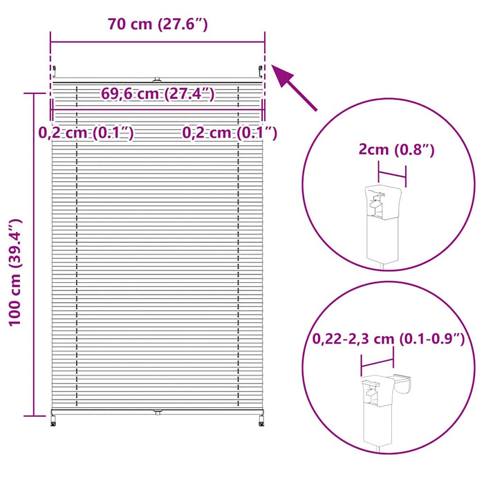 Jaluzea plisse, alb, 70x100 cm, pliuri WALTI