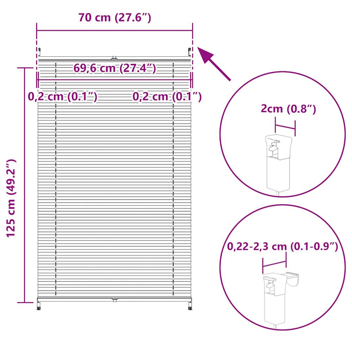 Jaluzea plisse, alb, 70x125 cm, pliuri - WALTI WALTI