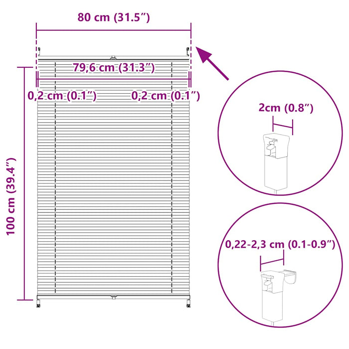Jaluzea plisse, alb, 80x200 cm, pliuri WALTI