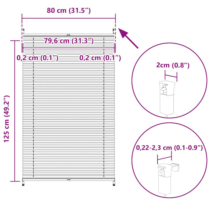 Jaluzea plisse, alb, 80x 125 cm, pliuri WALTI