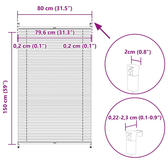 Jaluzea plisse, alb, 80x150 cm, pliuri WALTI