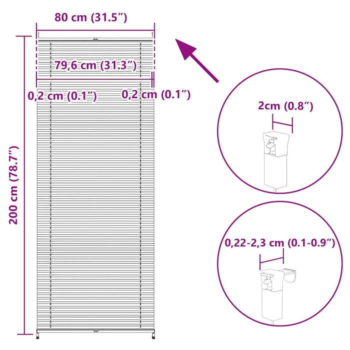 Jaluzea plisse, alb, 80x200 cm, pliuri - WALTI WALTI