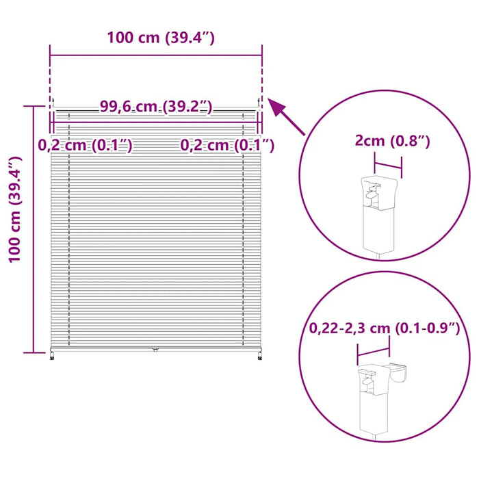 Jaluzea plisse, alb, 100x200 cm, pliuri WALTI