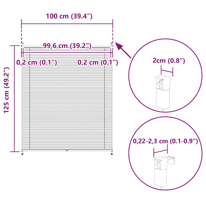 Jaluzea plisse, alb, 100x125 cm, pliuri - WALTI WALTI