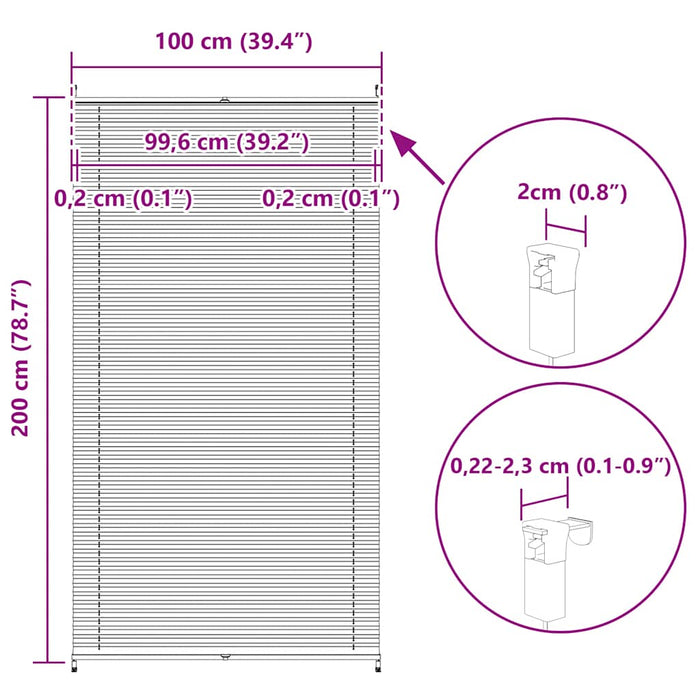 Jaluzea plisse, alb, 100x200 cm, pliuri WALTI