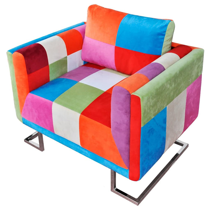 Fotoliu cub, picioare cromate, model Patchwork, material textil - WALTI WALTI