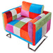 Fotoliu cub, picioare cromate, model Patchwork, material textil - WALTI WALTI