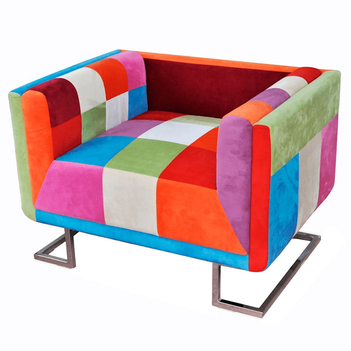 Fotoliu cub, picioare cromate, model Patchwork, material textil - WALTI WALTI