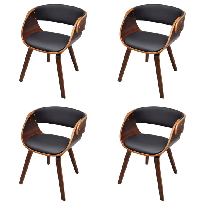 Scaune de bucătărie 4 buc., maro, lemn curbat & piele ecologică - WALTI WALTI