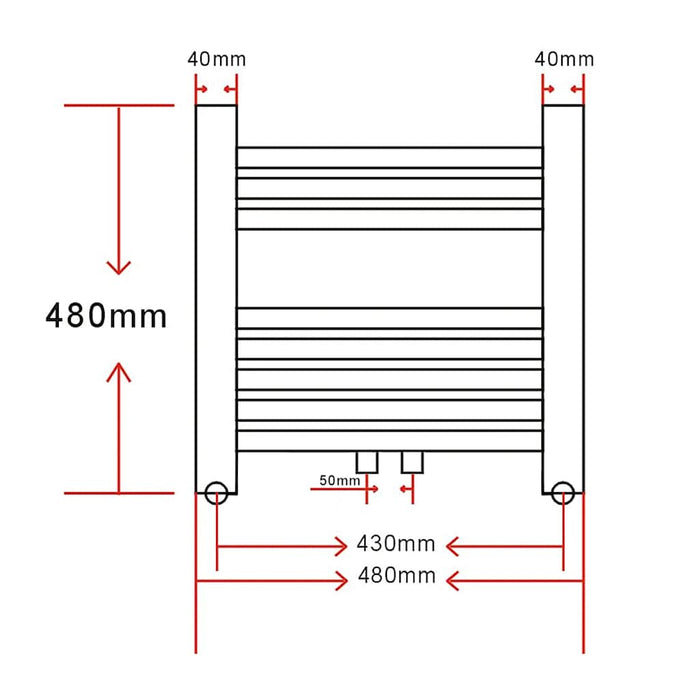 Radiator baie prosoape încălzire centrală 480x480 mm conector lateral WALTI