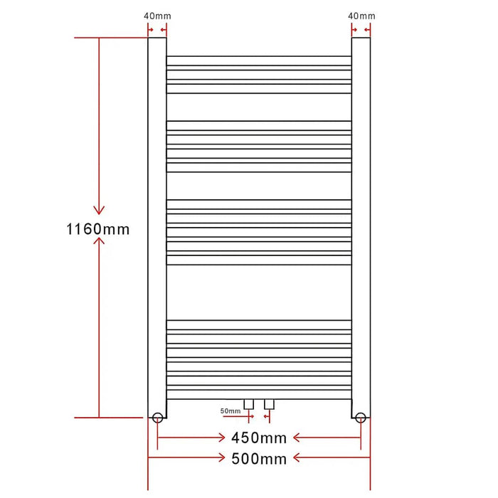Radiator port-prosop încălzire centrală baie, curbat, 500 x 1160 mm WALTI
